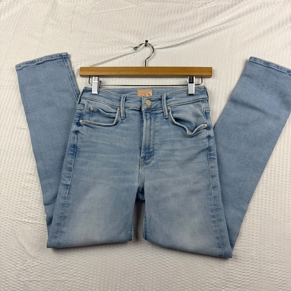 Mother The Mid Rise Dazzler Ankle Jeans Light Blue Slim Straight Size 26